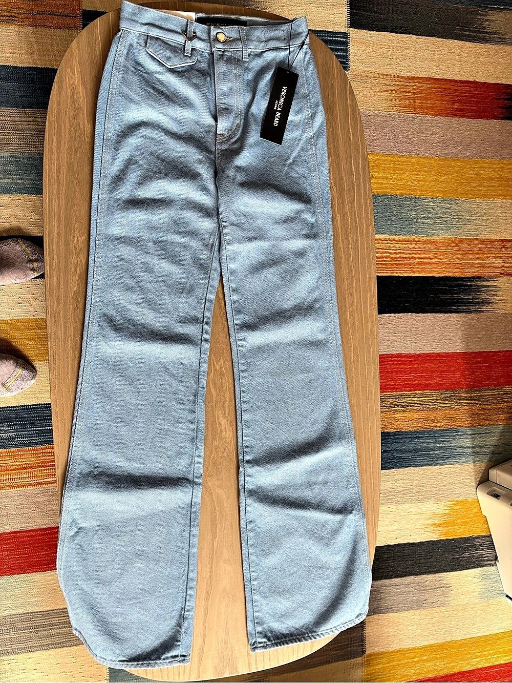 Veronica Beard Crosbie Slim Wide Leg Jeans in Blue Waist 25”
